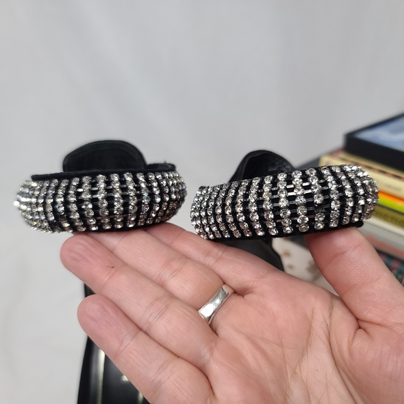 Kenneth Cole Black Suede Rhinestone Ankle Strap 4.75 inch High Heels Size 8 - Picture 13 of 14